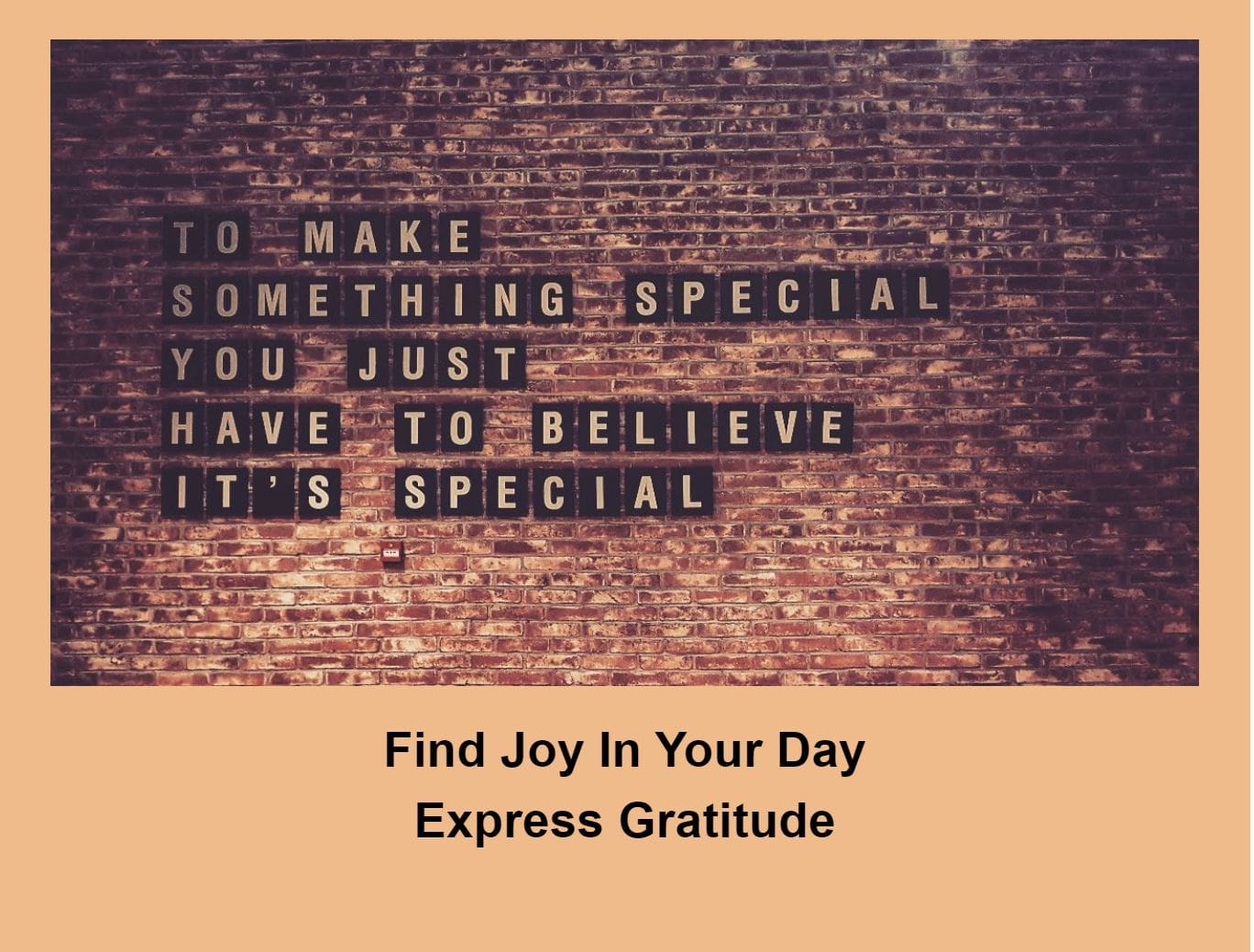 A poster on Find Joy in your day express gratitude