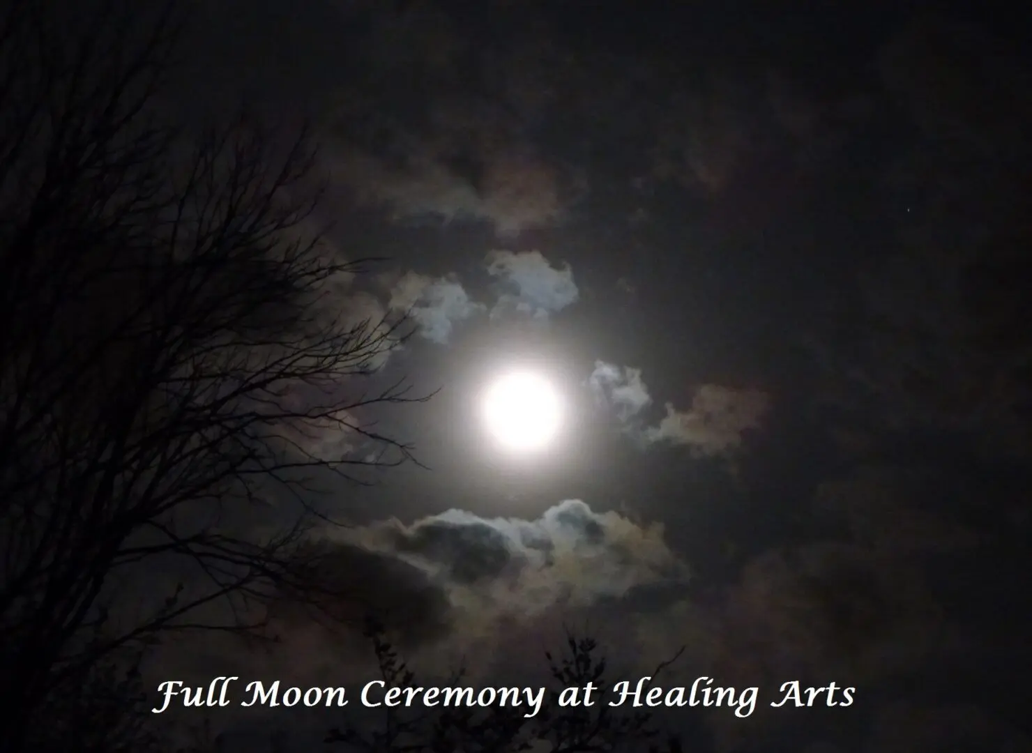 full moon ceremony at healing arts with the moon in the night