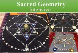 A collage of pictures with the words sacred geometry intensive